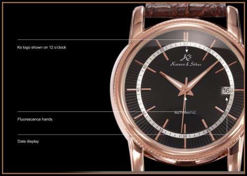 *KS Imperial*  Black Dial* Rose Gold Case Automatic Mechanical Mens **Analog Wrist Watch*FULL HOUSE!