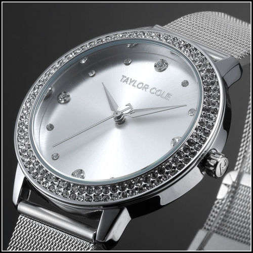 From UK ** Magnifisant*Silver Taylor Cole Lady Georgeos Steel Band Bracelet Luxury Watch*