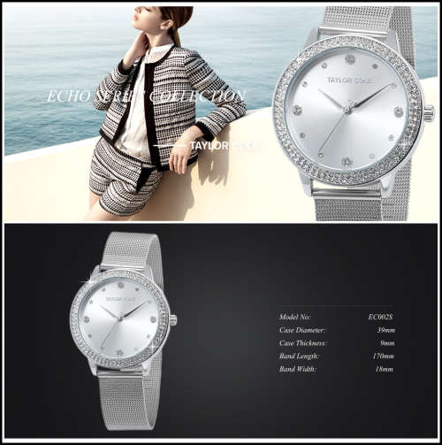 From UK ** Magnifisant*Silver Taylor Cole Lady Georgeos Steel Band Bracelet Luxury Watch*
