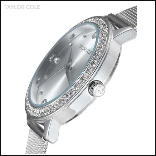 From UK ** Magnifisant*Silver Taylor Cole Lady Georgeos Steel Band Bracelet Luxury Watch*