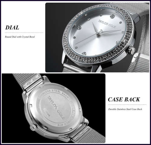 From UK ** Magnifisant*Silver Taylor Cole Lady Georgeos Steel Band Bracelet Luxury Watch*