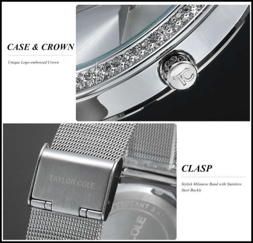 From UK ** Magnifisant*Silver Taylor Cole Lady Georgeos Steel Band Bracelet Luxury Watch*