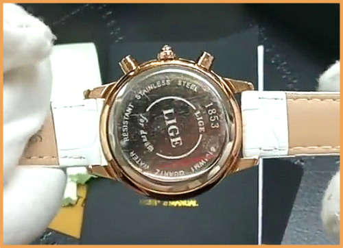 Lige 9812 - Ladies Lovely  Watch * 6 HANDS* Box,Book, & Papers ** White Dial/Red Strap