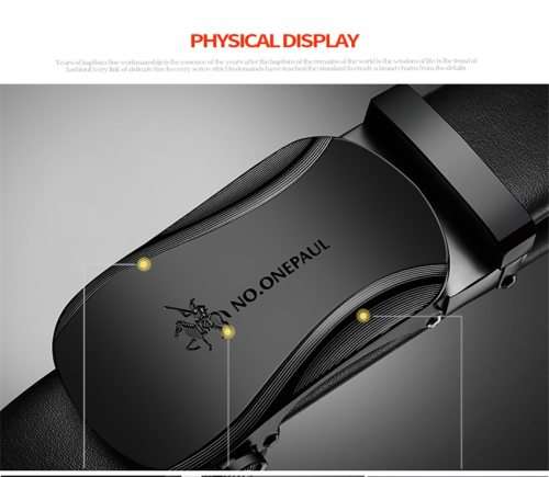 ** Men * Designer Black Buckle Black Leather Automatic Waist Belt