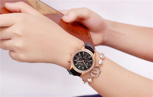 Lige 9812 - Ladies Lovely  Watch * 6 HANDS* Box,Book, & Papers **BLACK **