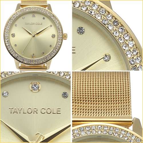 From UK ** Magnifisant* Gold Taylor Cole Lady Georgeos Steel Band Bracelet Luxury Watch*