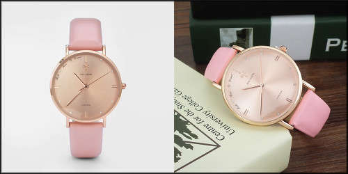 -$59-** BEAUTIFUL UNIQUE* Elixer Rose** Big RoseGold Dial Pink Leather Belt.