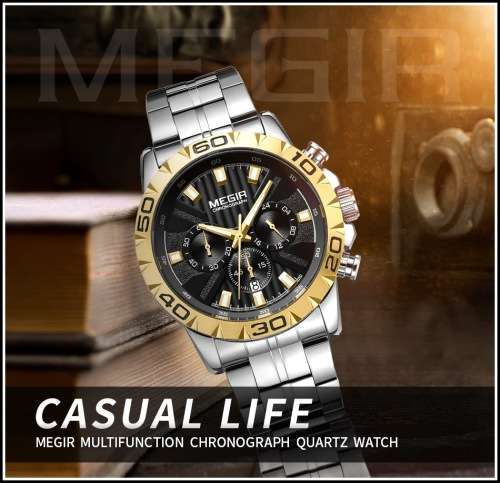 *** Megir (2087)  Brand** Top Watch* New Style  Big Luxury Men Quartz Watch CHRONOGRAPH * 6 HANDS *