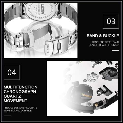 *** Megir (2087)  Brand** Top Watch* New Style  Big Luxury Men Quartz Watch CHRONOGRAPH * 6 HANDS *