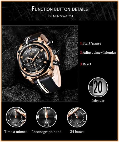 **   Relogio Masculion LIGE 9941 Top Luxury *6 Hands* Chronograph Watch Men*