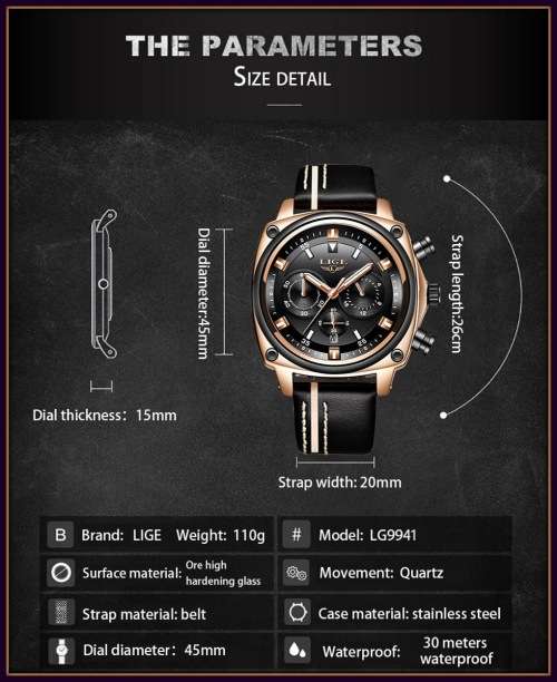 **   Relogio Masculion LIGE 9941 Top Luxury *6 Hands* Chronograph Watch Men*