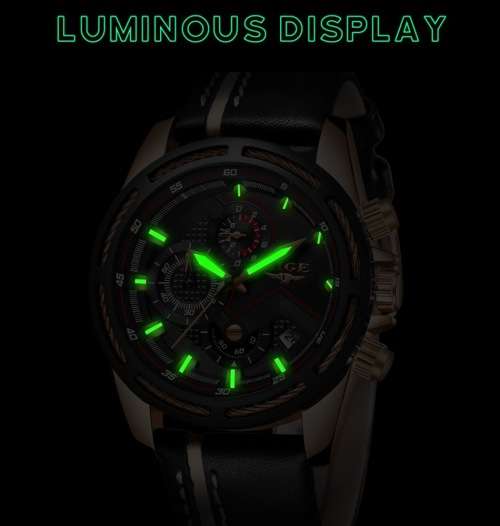 **   Relogio Masculion LIGE 9882 Top Luxury *6 Hands* Chronograph Watch Men*