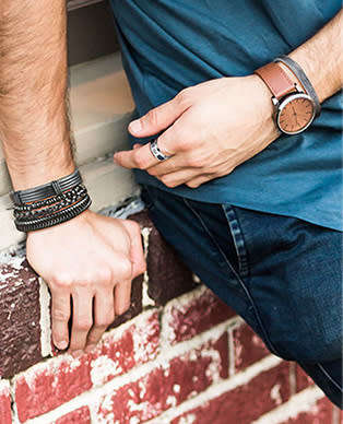 ** Men * Designer Black 4 Piece PU Leather Bracelet.*