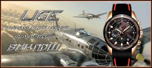 ** -SPORT*  LIGE 9957-* Luxury Visual Impact *6 Hands* Chronograph Watch Men -