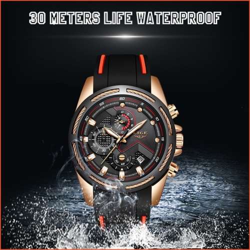 ** -SPORT*  LIGE 9957-* Luxury Visual Impact *6 Hands* Chronograph Watch Men -