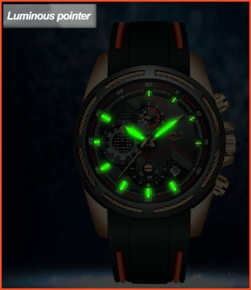 ** -SPORT*  LIGE 9957-* Luxury Visual Impact *6 Hands* Chronograph Watch Men -