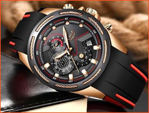 ** -SPORT*  LIGE 9957-* Luxury Visual Impact *6 Hands* Chronograph Watch Men -