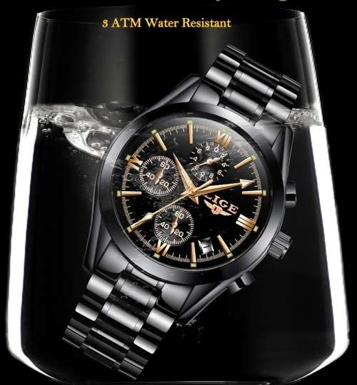 ** CLASSIC -  Relogio Masculion LIGE 9839 Top Luxury All Steel *6 Hands* Chronograph Watch Men