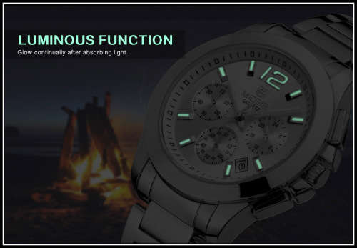 Megir 5006L  -Quality Ladies Solid Sturdy Chronograph Watch * Silver~ 6 Hands