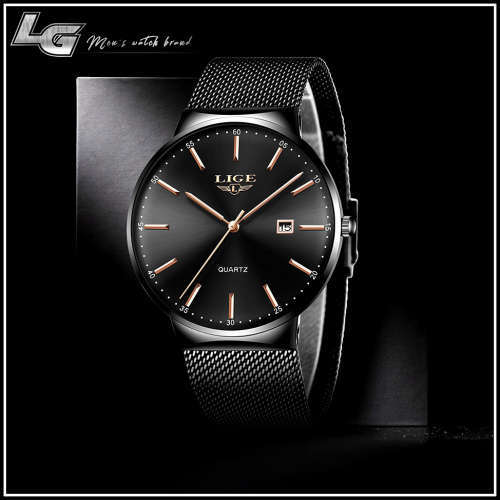 ** CLASSIC ~ Modern Trendy * BIG DIAL* LIGE 9903- All Steel *BOX,BOOK & PAPERS