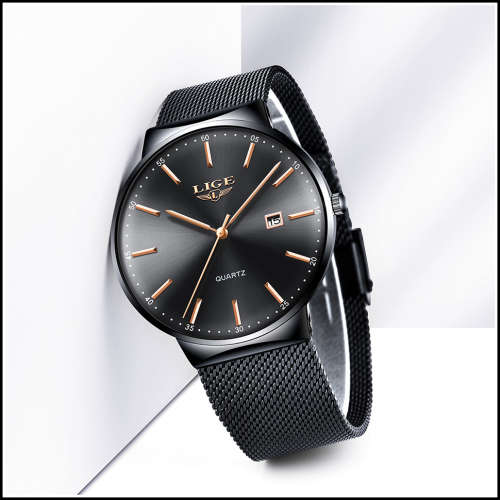 ** CLASSIC ~ Modern Trendy * BIG DIAL* LIGE 9903- All Steel *BOX,BOOK & PAPERS