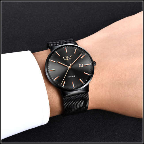** CLASSIC ~ Modern Trendy * BIG DIAL* LIGE 9903- All Steel *BOX,BOOK & PAPERS