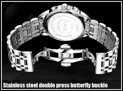 ** CLASSIC -  Relogio Masculion LIGE 9839 Top Luxury Full Steel *6 Hands* Chronograph Watch Men