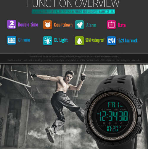 **SKMEI SPORT 1251~ Multifunction Black Sport watch with Brand Box ~FREE SHIPPING~