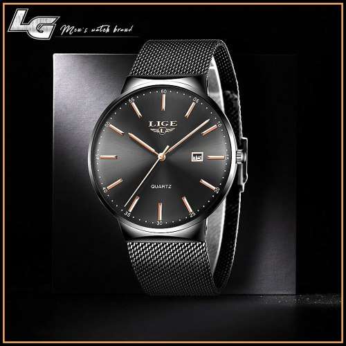 ** CLASSIC ~ Modern Trendy * BIG DIAL* LIGE 9903- All Steel *BOX,BOOK & PAPERS