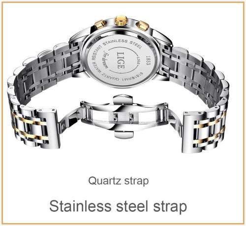 Refined* CLASSIC -Quality Built LIGE 9849 Top Luxury FULL Steel *6 Hands* Chronograph Watch
