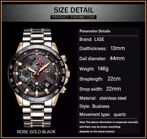 CLASSIC - Business Men LIGE 9982  Luxury * FULL* Steel *6 Hands* Chronograph Watch Men- FULL HOUSE*