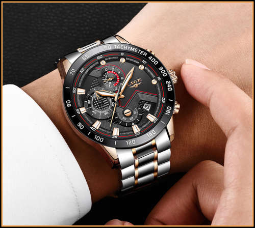 CLASSIC - Business Men LIGE 9982  Luxury * FULL* Steel *6 Hands* Chronograph Watch Men- FULL HOUSE*