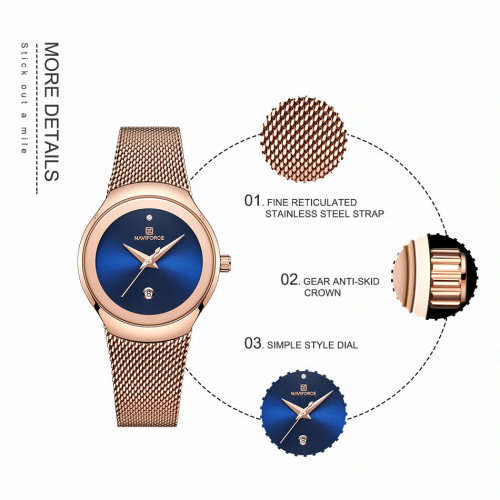 * Magnifisant* Naviforce* Lady Georgeos Steel  Bracelet Luxury Watch*