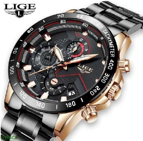 Musculine Business Men LIGE 9982  Luxury * FULL* Steel *6 Hands* Chronograph Watch Men- FULL HOUSE*