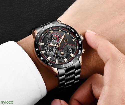 Musculine Business Men LIGE 9982  Luxury * FULL* Steel *6 Hands* Chronograph Watch Men- FULL HOUSE*