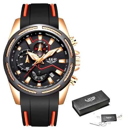 ** -SPORT*  LIGE 9957-* Luxury Visual Impact *6 Hands* Chronograph Watch Men -