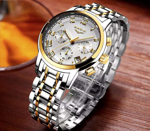 Refined* CLASSIC -Quality Built LIGE 9849 Top Luxury FULL Steel *6 Hands* Chronograph Watch