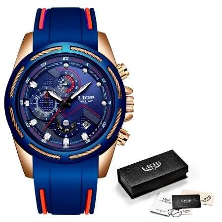 ** -SPORT*  LIGE 9957-* Luxury Visual Impact *6 Hands* Chronograph Watch Men