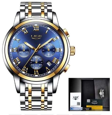 ** CLASSIC -  Relogio Masculion LIGE 9810*  Luxury * FULL* Steel *6 Hands* Chronograph Watch Men