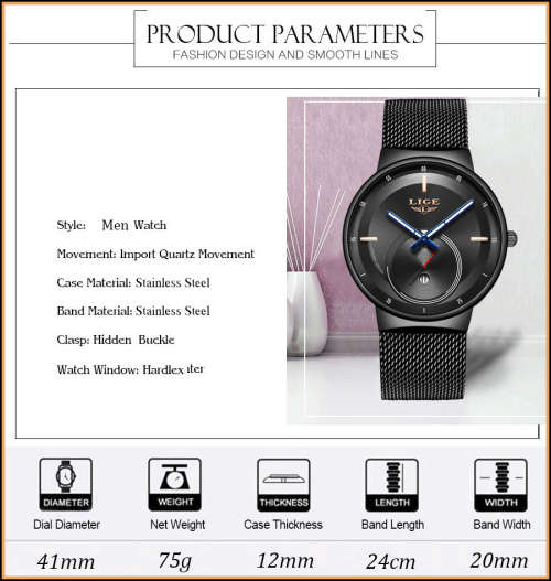 LIGE 9993 Slimline  Quartz Clock with Quality!* Will not Fade, Rust=YOUR BID IS FOR BLACK*
