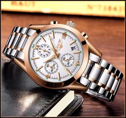 ** CLASSIC -  Relogio Masculion LIGE 9839 Top Luxury All Steel *6 Hands* Chronograph Watch Men
