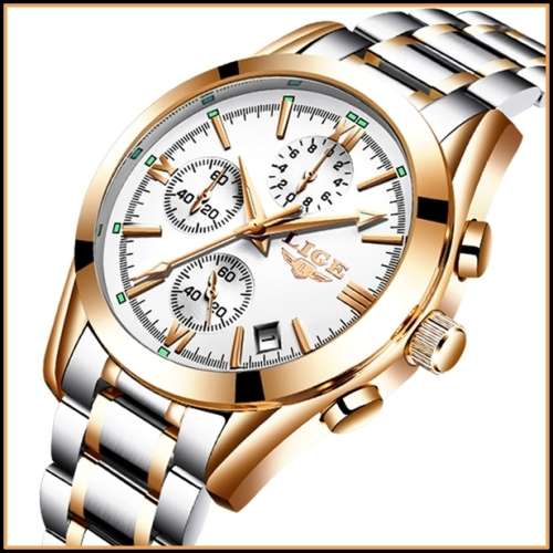 ** CLASSIC -  Relogio Masculion LIGE 9839 Top Luxury All Steel *6 Hands* Chronograph Watch Men