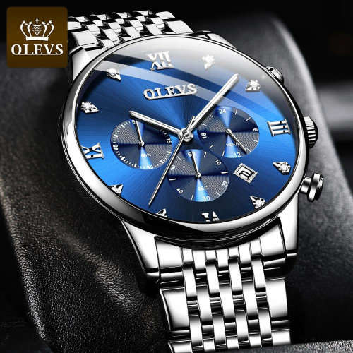 ** CLASSIC -OLEVS 2868* Top Luxury FULL Steel *6 Hands* Chronograph Watch Men