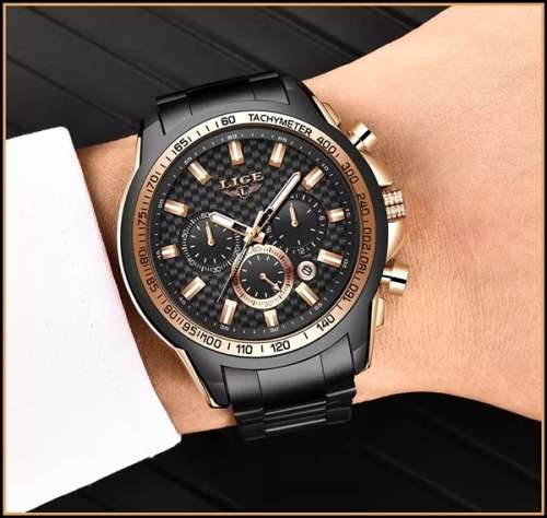 *$229.00* BIG,HEAVY- FULL STEEL  LIGE 10015  Quality*6 Hands* Chronograph Watch *FULL HOUSE!