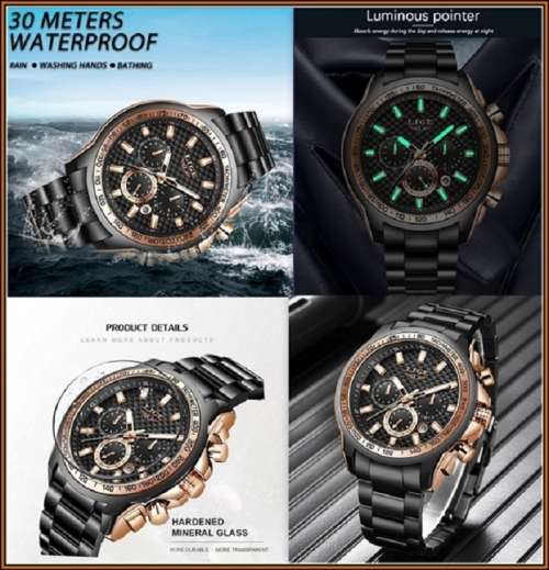 *$229.00* BIG,HEAVY- FULL STEEL  LIGE 10015  Quality*6 Hands* Chronograph Watch *FULL HOUSE!