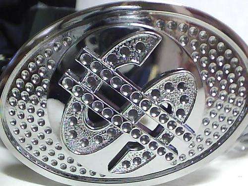 1 BLACK BELT WITH BIG DOLLAR OVAL SPIN   BUCKLE