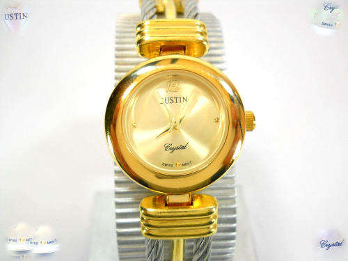 -MODERN JUSTIN  LADIES STYLISH QUALITY*** CABLE BAND  WATCH-GOLD COLORED***