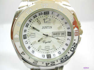 -JUSTIN GENTS DAY AND DATE METAL WATCH-