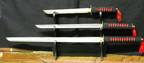 ****SET of 3 NINJA DISPLAY SWORDS on DISPLAY STAND****