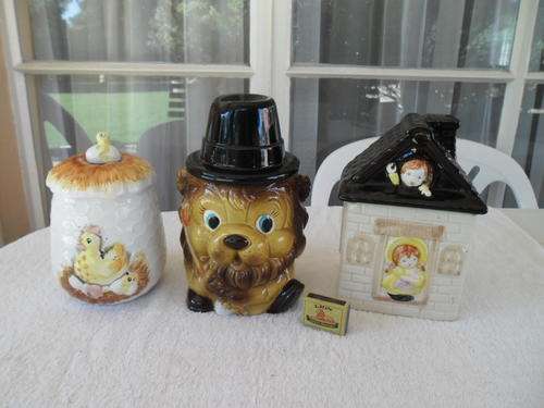 Three vintage old cookie jars